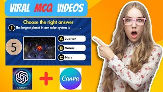 Using Canva & Chat GPT Create 1000 Viral MCQ Quiz Videos YT Channel in 10 Mins, AI Faceless Channel screenshot 4