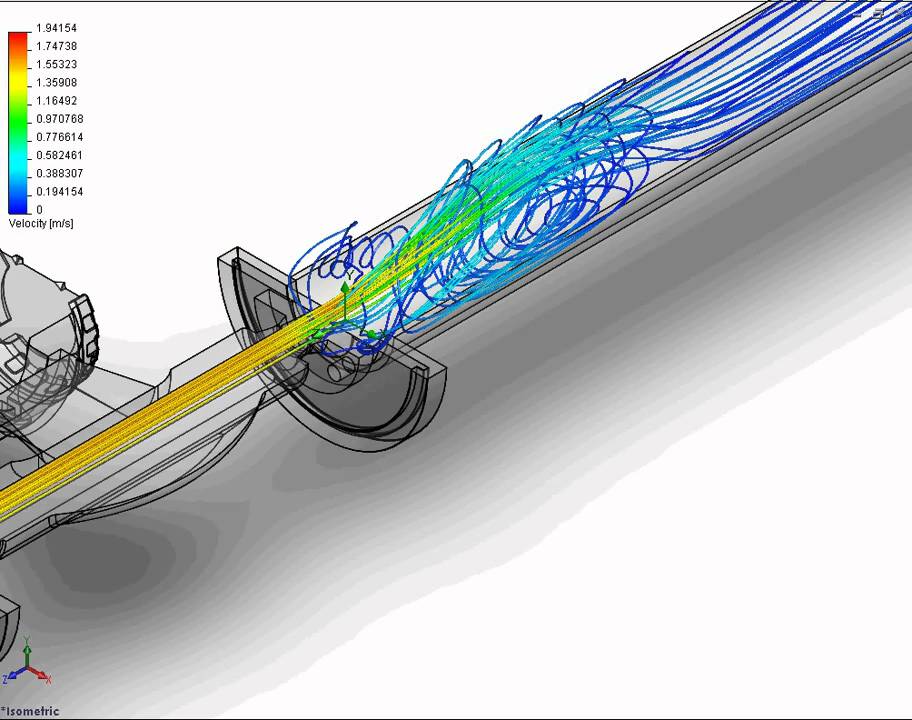 SolidWorks Flow Simulation (exit part of calibration rig) - YouTube