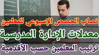 نصاب الحصص الإسبوعي للمعلمين/معدلات الإدارة المدرسية/ ترتيب المعلمين حسب الأقدمية