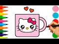 كيف ترسم كوب هيلو كيتي خطوة بخطوة رسم سهل تعليم الرسم للمبتدئين       