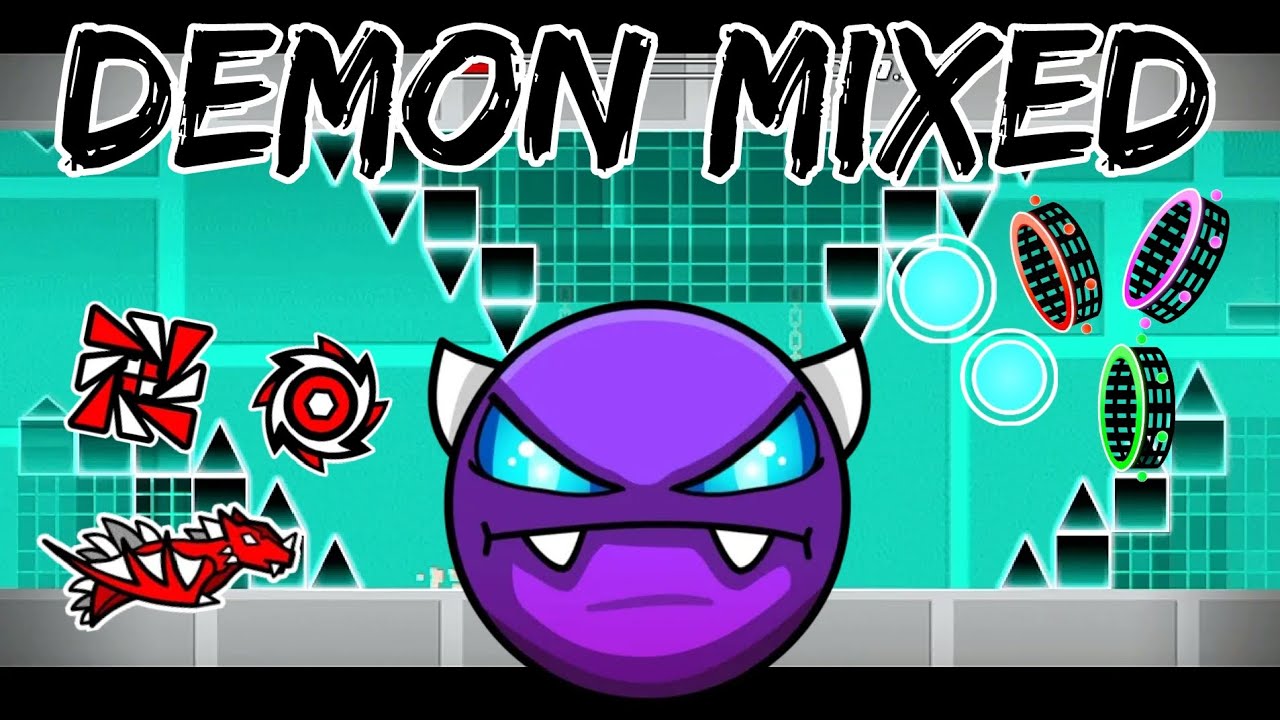 Mixed Geometry Riders DEMON MIXED 100% COMPLETO BY REALOGGY EASY DEMON EN GEOMETRY DASH - YouTube