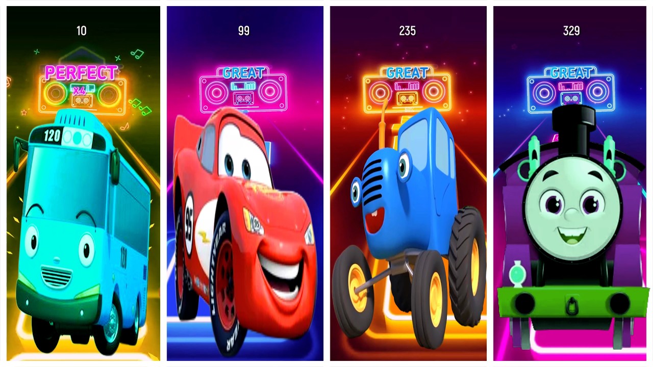 Tayo the Little Bus VS McQueen VS THE BLUE TRACTOR VS Thomas the Train   Coffin Dance