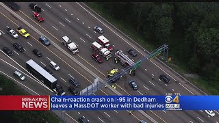 MassDOT Truck Crash Briefly Shuts Down I-95 In Dedham
