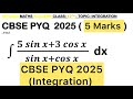 Q) If Integration ∫ ( 5 sin x + 3 cos x )/( sin x + cos x ) d𝑥 #cbse2024 #CBSE2025 #integration
