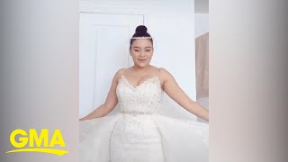 We can’t get over these wives surprising their spouses in their old wedding dresses | GMA Digital