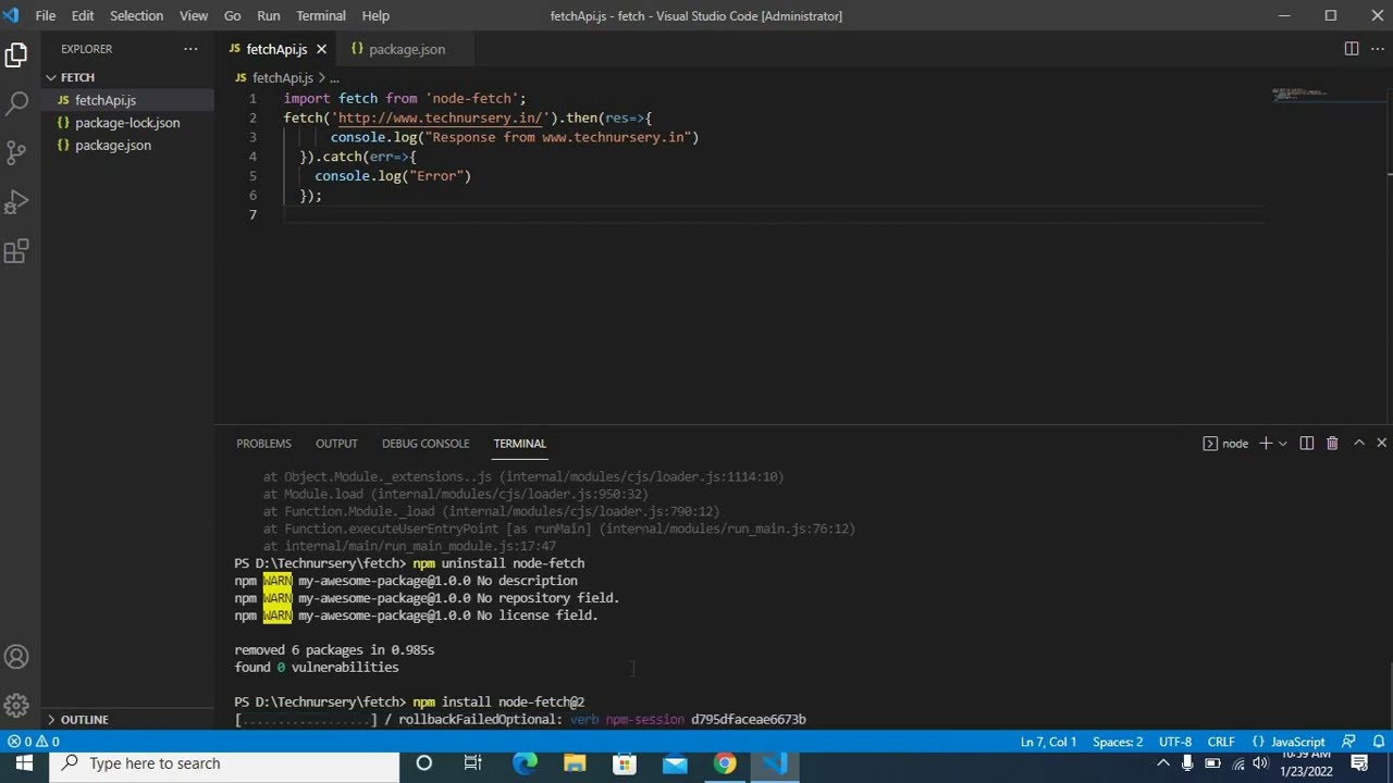 node-fetch SyntaxError Cannot use import statement outside a module nodejs fetch call error solved - YouTube Node-Fetch Syntaxerror Cannot Use Import Statement Outside A Module Nodejs Fetch Call Error Solved - Youtube