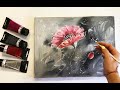 How to make Abstract Flower Painting on canvas Acrylic Easy Techniques