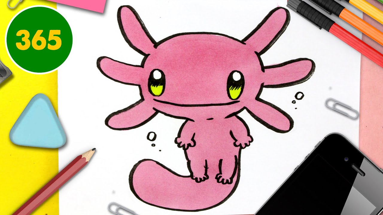 How To Draw A Cute Axolotl Kawaii Youtube