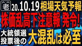 【相場天気予報】この後大統領選挙前後の混乱で相場が乱高下する恐れあり。株価乱高下注意報発令。日経平均は約300円上昇。先週売られた反動か？ただ、23500円の上は高い。売り検討。ラジオヤジの相場解説。