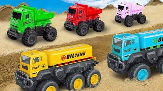 Rescue the truck from the pit with excavator and crane truck | Police car toy stories | Mega Trucks