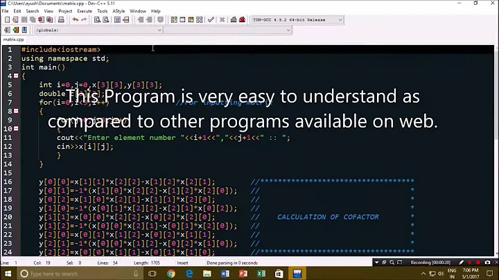 C++ Program to Inverse a 3x3 matrix || Easiest method ||