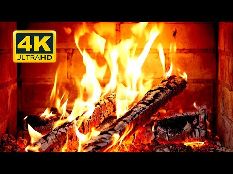 🔥 FIREPLACE Ultra HD 4K. Fireplace with Crackling Fire Sounds. Fireplace Burning. Fire Background