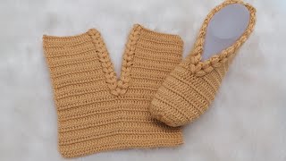 طريقة عمل حذاء /لكلوك /سليبر كروشيه بقطعة واحدة how to crochet easy shoes