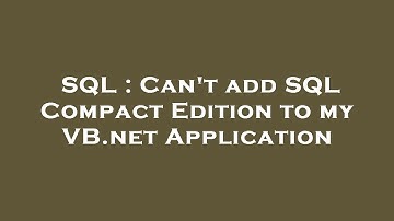 SQL : Can