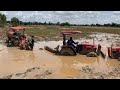 Tractor Rescue KUBOTA YANMAR  ติดหล่มกลางนา งานนี้จะช่วยได้หรือไม่มาดู..