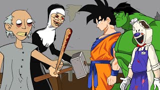 GRANNY THE HORROR GAME ANIMATION COMPILATION #14 : GOKU, HULK, Scary Granny, Rod Vs Evil Nun screenshot 5