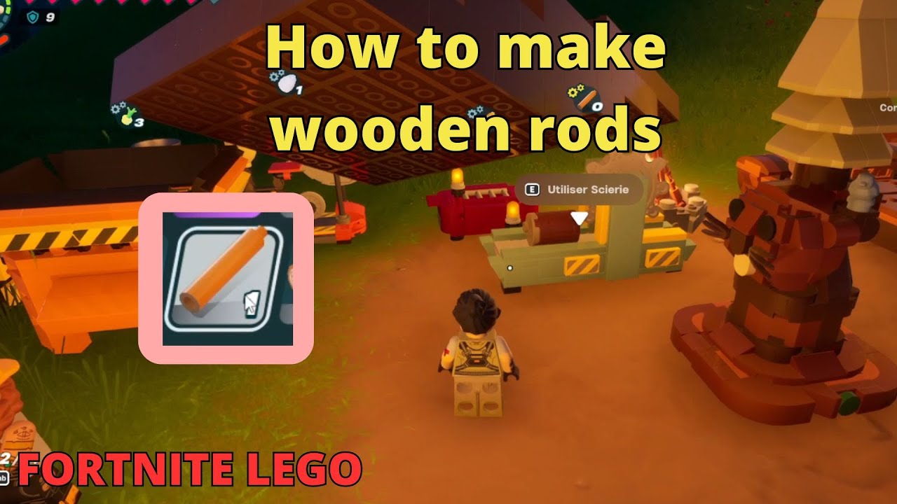 TUTORIAL HOW TO MAKE WOODEN RODS ON YOUR WORLD ON FORTNITE LEGO