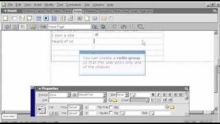 Creating a form in Dreamweaver MX