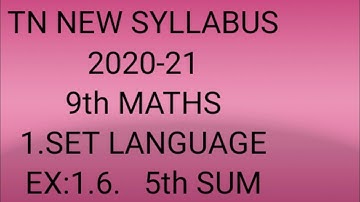 TN  samacheer 9th maths set language new syllabus 2020-21 Ex:1.6   5th sum