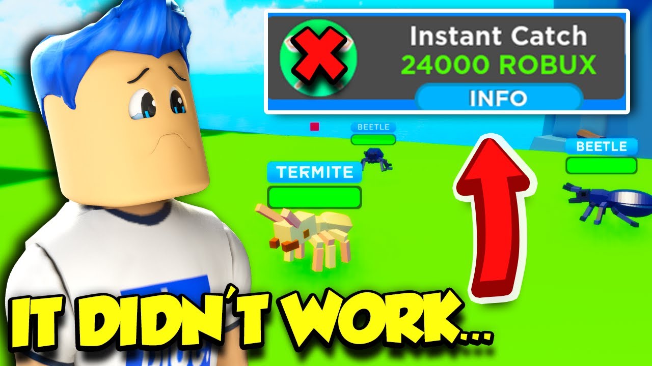 Buying The 24 000 Robux Instant Catch Gamepass In Bug Catching Simulator It Broke Roblox - instant roblox robux