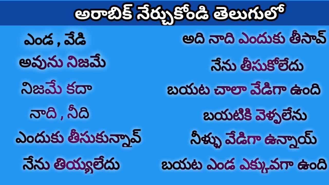 అరబిక్ నేర్చుకోండి తెలుగులో |chakri lovly by creation|