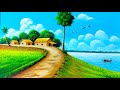 Indian village scenery painting very easy for beginners  painting 519