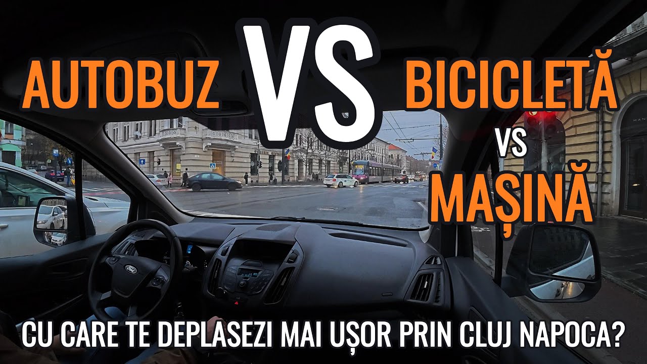 Cu ce te deplasezi mai ușor prin Cluj Napoca? Autobuz VS bicicletă VS mașină | Care a câștigat?