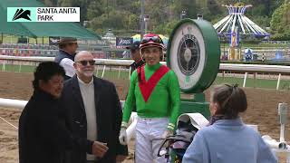 Nadette (FR) wins the Wilshire Stakes on Thursday, April 4 at Santa Anita Park