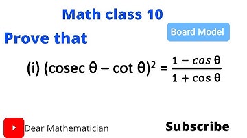 cosec theta - cot theta whole square = 1-cos theta/1+cos theta
