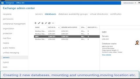 Managing Exchange Server 2016 servers Mailbox databases