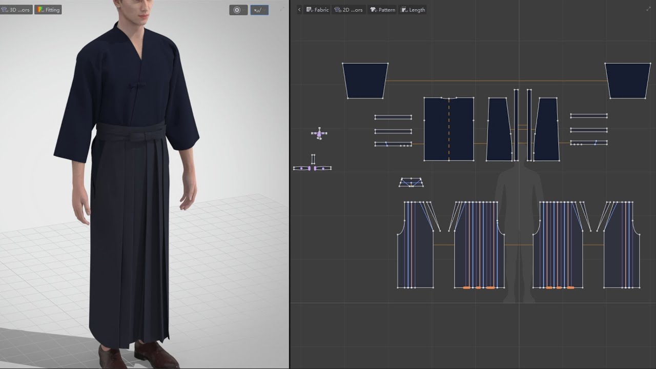 Drafting Hakama, Style3D - YouTube