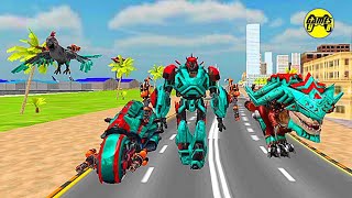 マルチロボット変形ゲーム 2021: 恐竜ロボットバイク変形 - (グレーロボット) - Android ゲームプレイ screenshot 3