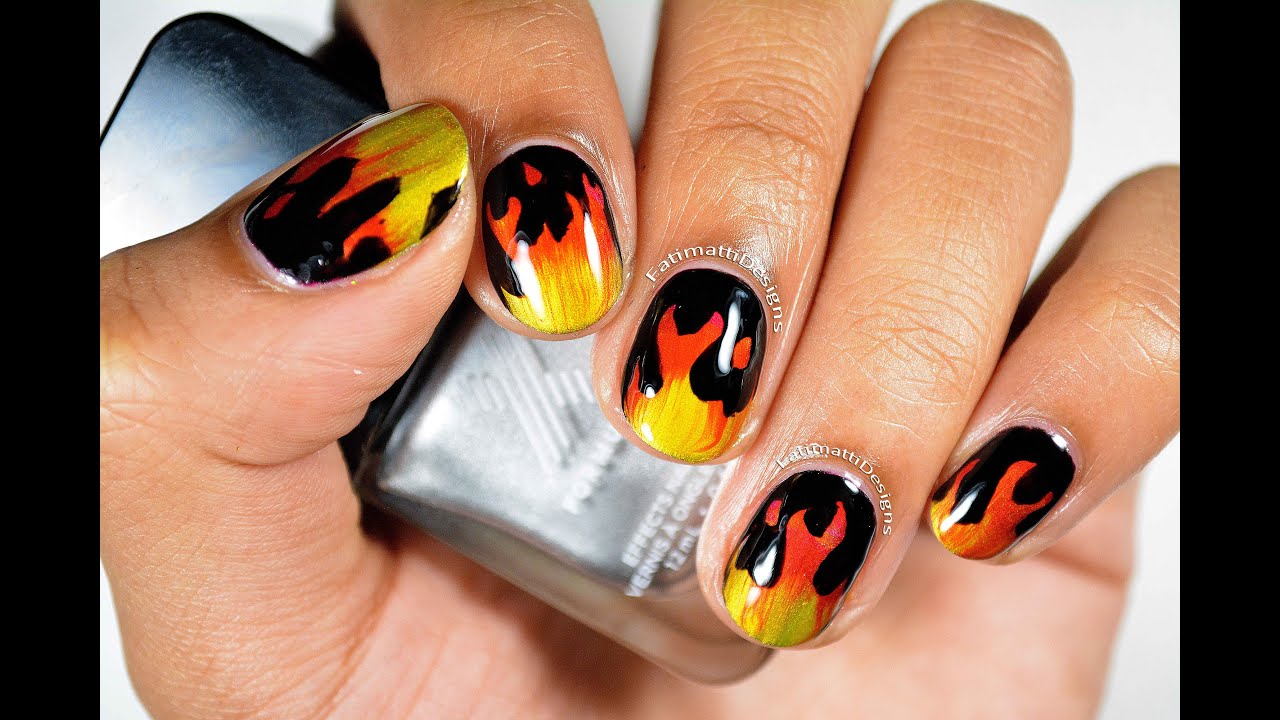 Flame Nail Design for Short Nails Tutorial - wide 9