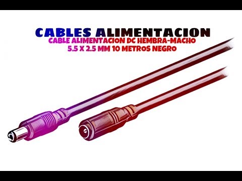 Video de Cable alimentacion DC hembra-macho 5.5 x 2.5 mm 10 M Negro