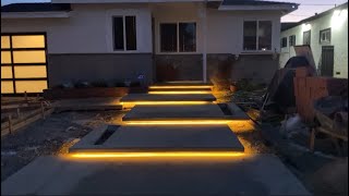Concrete Floating Steps With LED Lights!BEST IN THE WEST!