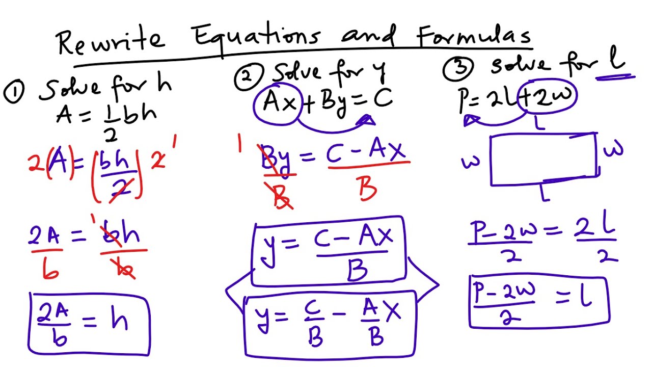 Rewriting Equations and Formulas - YouTube