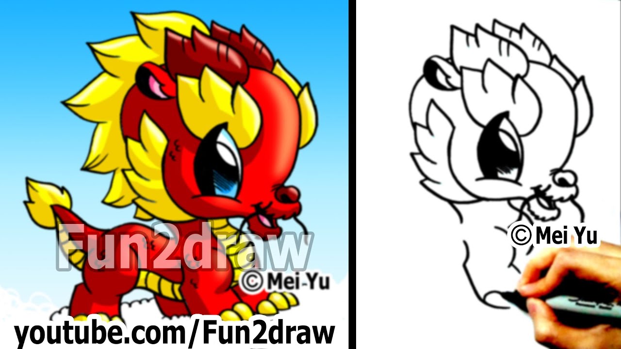 How to Draw a Dragon - Chinese Dragon - Cute Drawings - Fun2draw ...