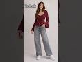 College Outfit💖 Wine Top + Wide Leg Jeans #ootdguide #fashiontrends #styleinspo #song #ootd #shorts