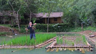 RICE RAFT FLOATING in the Pond, Bad thing Happened. Primitive Skills (ep180)