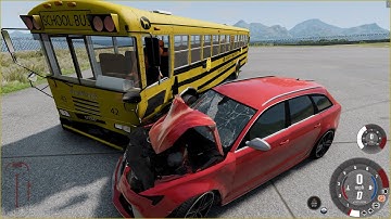 Car vs Bus, Crash test Bus Dansworth D2500 and Car Audi RS6, Speed 150 mph 🚗 BeamNG drive Game