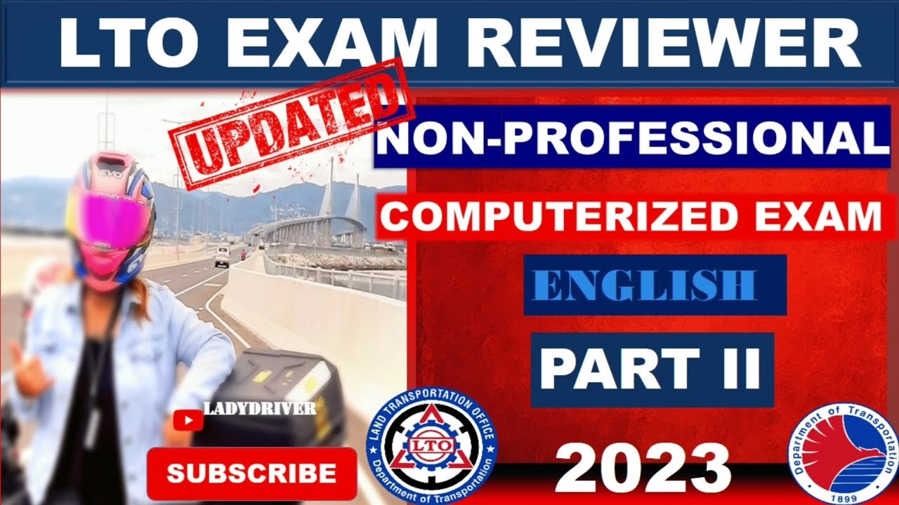 LTO EXAM REVIEWER 2023 NON-PROFESSIONAL DRIVER'S LICENSE EXAM (ENGLISH ...