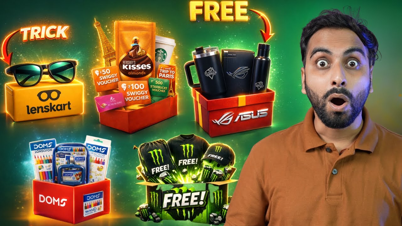 Asus Rog Free Gifts | Monster Energy Loot | Lenskart Loot | Doms 1500 Free Gifts | 5 Loots