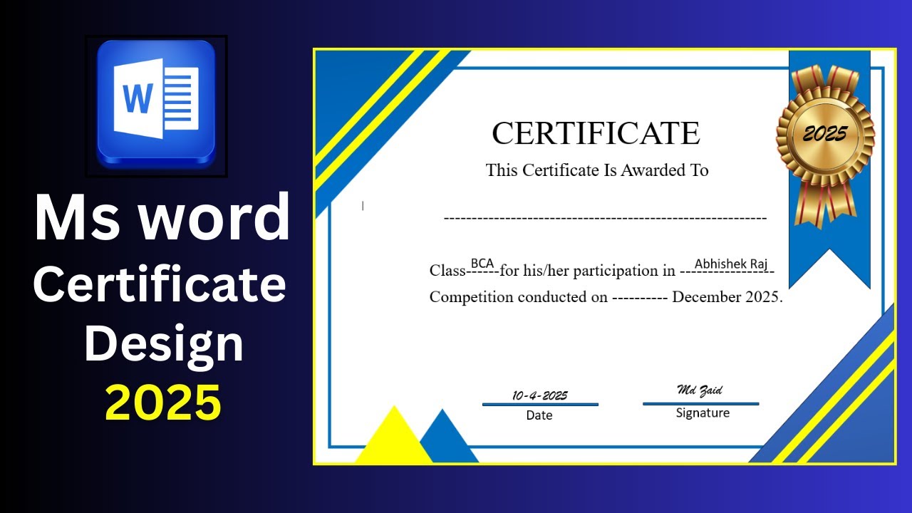 How To Make a Certificate Design in Microsoft Word | Certificate Design ...