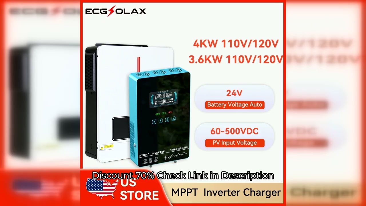 ECGSOLAX 3.6KW 4KW Hybrid Solar Inverter 24V 110/120V With MPPT 110A 120A Charging Controller Pure S