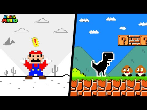 видео: Super Mario Bros. but Mario Escape From Chrome Dinosaur Game | Game Animation