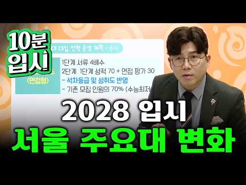 "정시의 수시화 <strong>VS</strong> 수시의 정교화" 다가오는 2028학년도 대입, <strong>서울</strong> 주요대 전형별·대학별 변화 맞춤 전략은?ㅣ윤윤구의 난처한 입시전략ㅣ#10분입시