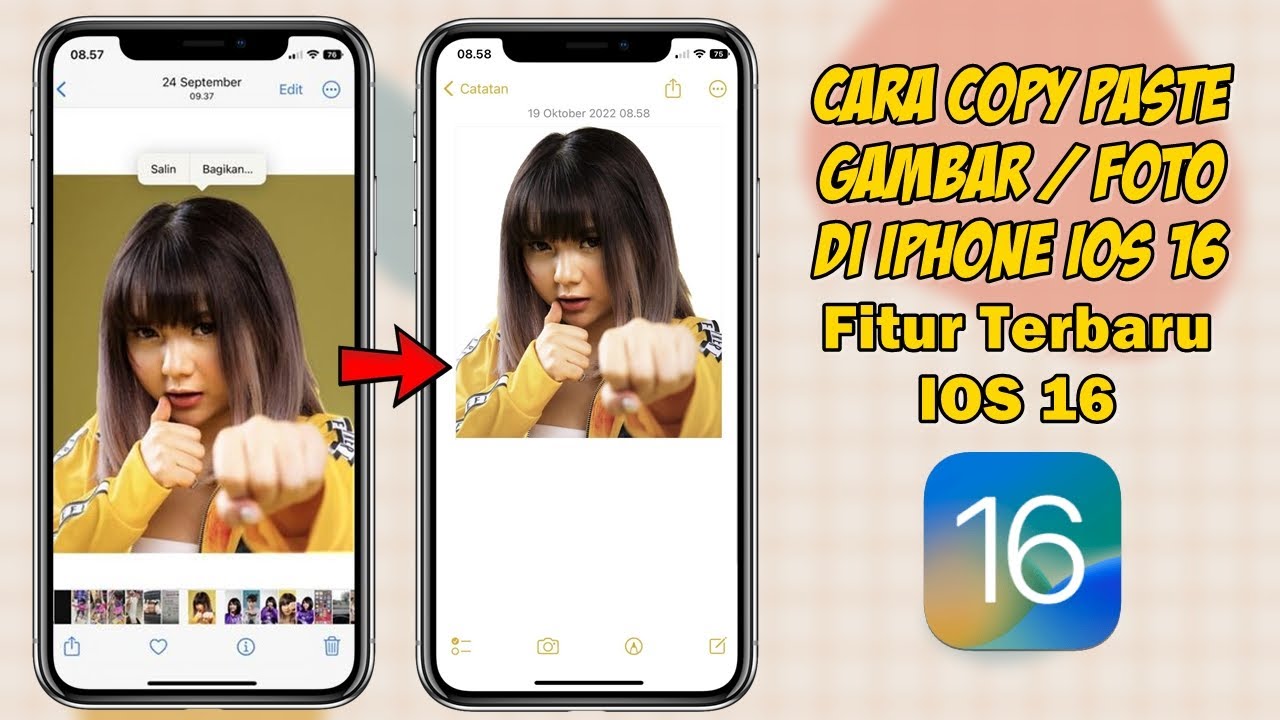 CARA COPY PASTE GAMBAR / FOTO DI IOS 16 - YouTube