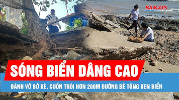 Nhiều đoạn bờ kè biển Quảng Ngãi bị sóng lớn tàn phá