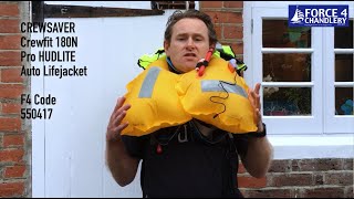 Crewsaver Crewfit 180N Pro Hudlite Auto Lifejacket With Light & Spray Hood - A Force 4 Exclusive
