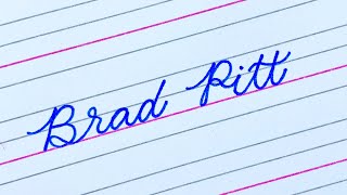 “Brad Pitt” Beautiful name in English Cursive writing | Cursive writing for beginners | i Write Wealth